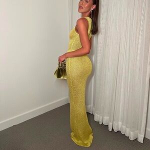 Elegant Yellow Evening Gown